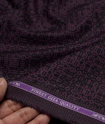 Soktas  Giza Cotton Self Design Shirting Fabric (Purple)