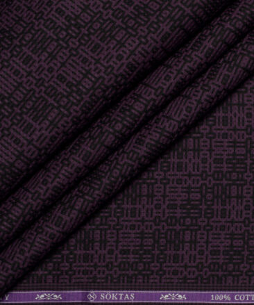 Soktas  Giza Cotton Self Design Shirting Fabric (Purple)