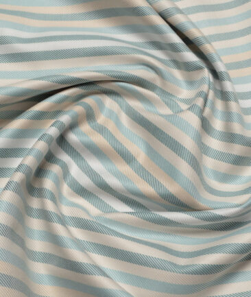 Vercelli Italy 2 Ply 100's Supima Cotton Striped Shirting Fabric (Green)