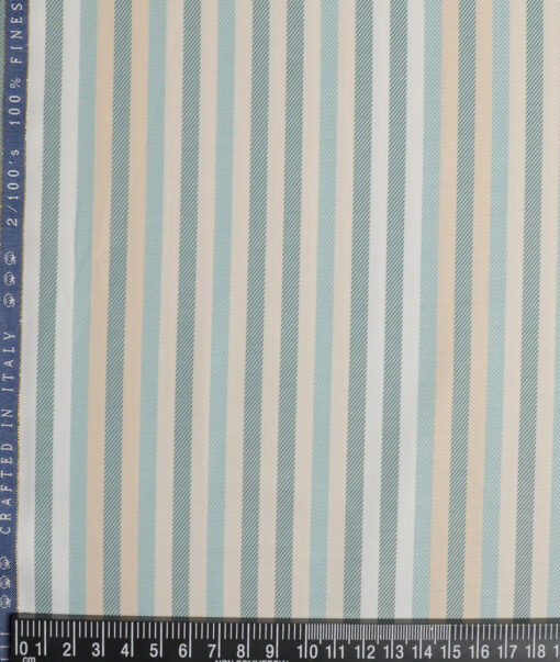 Vercelli Italy 2 Ply 100's Supima Cotton Striped Shirting Fabric (Green)