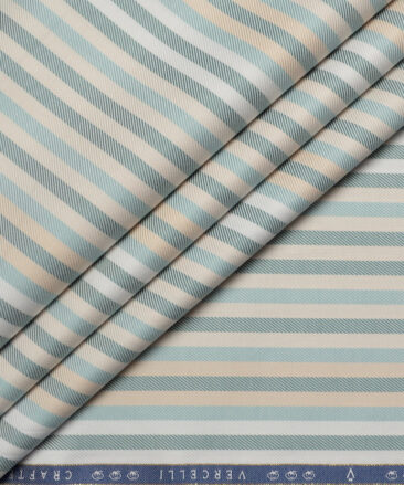 Vercelli Italy 2 Ply 100's Supima Cotton Striped Shirting Fabric (Green)