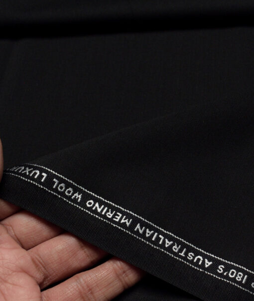 Vercelli Italy Super 180's Solids 70% Merino Wool Suiting Fabric (Jet Black)