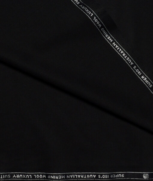 Vercelli Italy Super 180's Solids 70% Merino Wool Suiting Fabric (Jet Black)