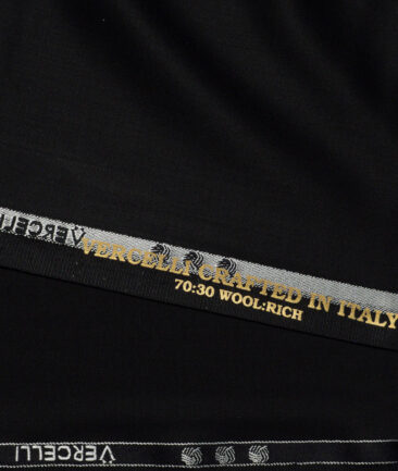 Vercelli Italy Super 180's Solids 70% Merino Wool Suiting Fabric (Jet Black)