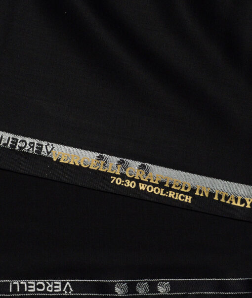 Vercelli Italy Super 180's Solids 70% Merino Wool Suiting Fabric (Jet Black)