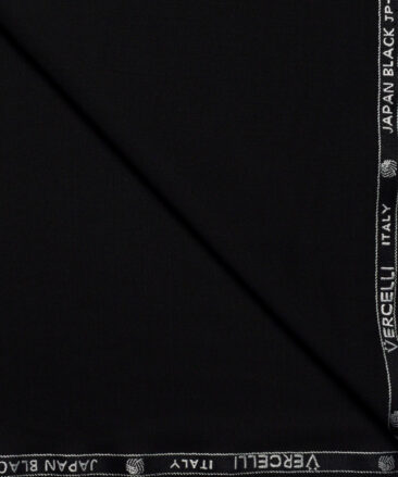 Vercelli Italy Super 180's Solids 70% Merino Wool Suiting Fabric (Jet Black)