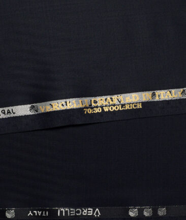 Vercelli Italy Super 180's Solids 70% Merino Wool Suiting Fabric (Midnight Navy Blue)