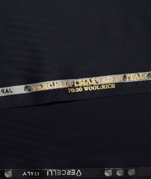 Vercelli Italy Super 180's Solids 70% Merino Wool Suiting Fabric (Midnight Navy Blue)