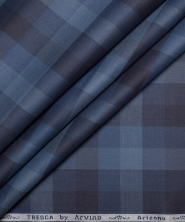 Tresca by Arvind  Cotton Checks Shirting Fabric (Blue)