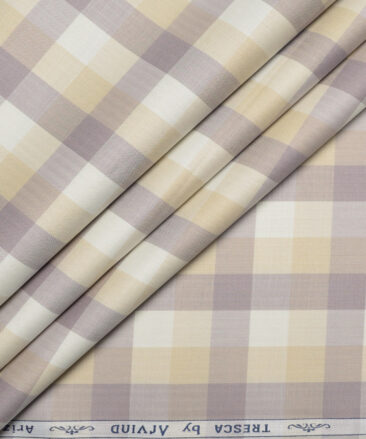 Tresca by Arvind  Cotton Checks Shirting Fabric (Cream & Beige)