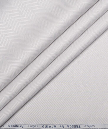 Tresca by Arvind  Cotton Striped Shirting Fabric (Light Grey)