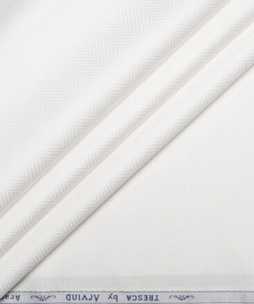 Tresca by Arvind  Cotton Striped Shirting Fabric (White)