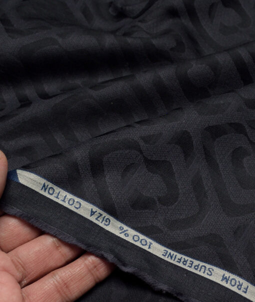 Tresca by Arvind  Giza Cotton Self Design Shirting Fabric (Black & Grey)