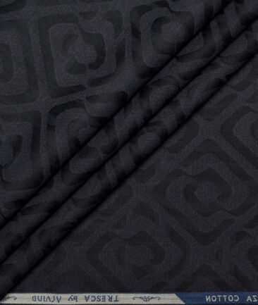 Tresca by Arvind  Giza Cotton Self Design Shirting Fabric (Black & Grey)