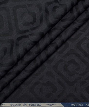 Tresca by Arvind  Giza Cotton Self Design Shirting Fabric (Black & Grey)