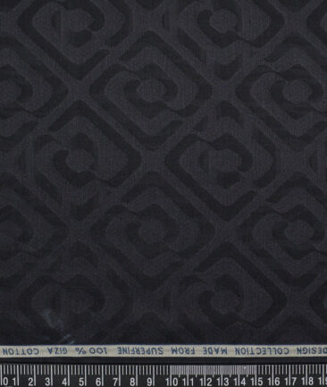 Tresca by Arvind  Giza Cotton Self Design Shirting Fabric (Black & Grey)