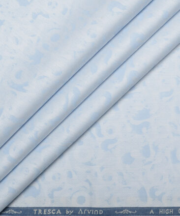 Tresca by Arvind  Giza Cotton Self Design Shirting Fabric (Sky Blue)