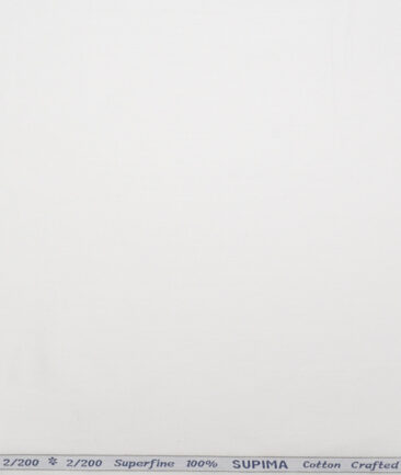 Primante by Arvind 2 Ply 200's Supima Cotton Solids Shirting Fabric (White)