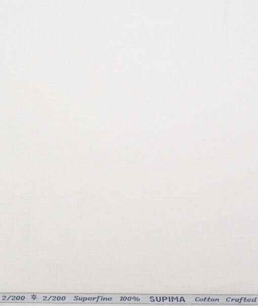 Primante by Arvind 2 Ply 200's Supima Cotton Solids Shirting Fabric (White)