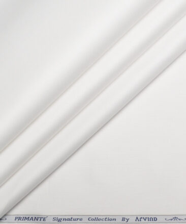 Primante by Arvind 2 Ply 200's Supima Cotton Solids Shirting Fabric (White)