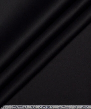 Tresca by Arvind  Cotton Solids Stretchable Shirting Fabric (Jet Black)