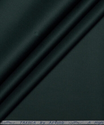 Tresca by Arvind  Cotton Solids Stretchable Shirting Fabric (Dark Bottle Green)