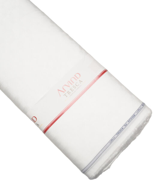 Tresca by Arvind  Cotton Self Design Shirting Fabric (White)