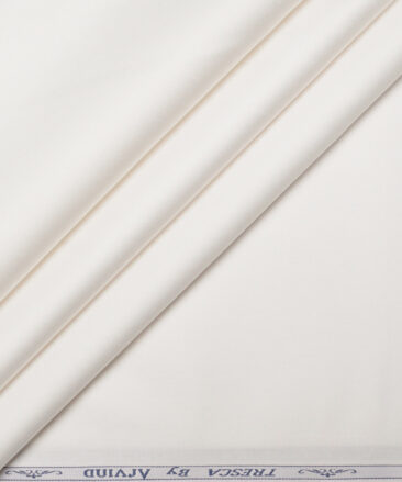 Tresca by Arvind  Cotton Solids Stretchable Shirting Fabric (White)