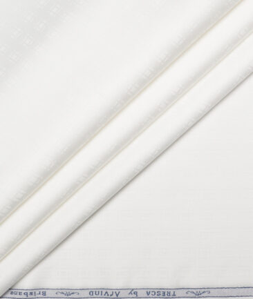 Tresca by Arvind  Cotton Self Design Shirting Fabric (White)