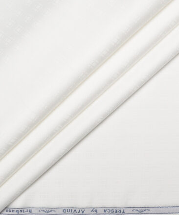 Tresca by Arvind  Cotton Self Design Shirting Fabric (White)