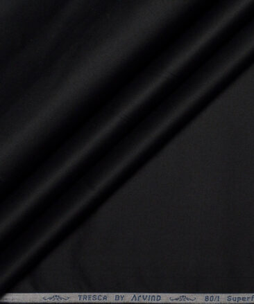 Tresca by Arvind 1 Ply 80's Giza Cotton Solids Shirting Fabric (Jet Black)