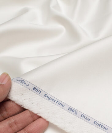 Tresca by Arvind 1 Ply 80's Giza Cotton Solids Shirting Fabric (White)