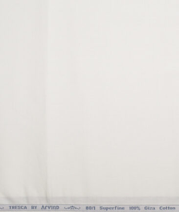 Tresca by Arvind 1 Ply 80's Giza Cotton Solids Shirting Fabric (White)