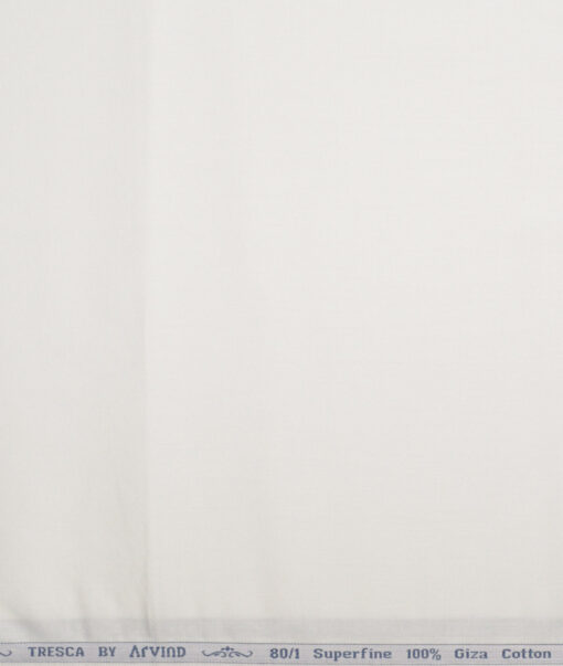 Tresca by Arvind 1 Ply 80's Giza Cotton Solids Shirting Fabric (White)