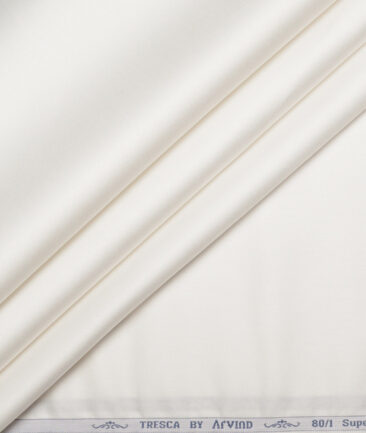 Tresca by Arvind 1 Ply 80's Giza Cotton Solids Shirting Fabric (White)