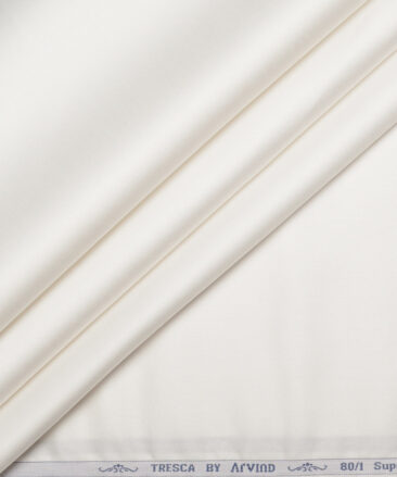 Tresca by Arvind 1 Ply 80's Giza Cotton Solids Shirting Fabric (White)