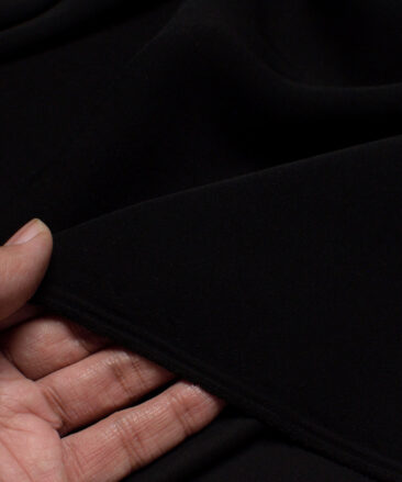Ethina  Solids Terry Rayon Unstitched Flowy Japanese 4 Way Stretchable Lachka Suiting Fabric (Jet Black)