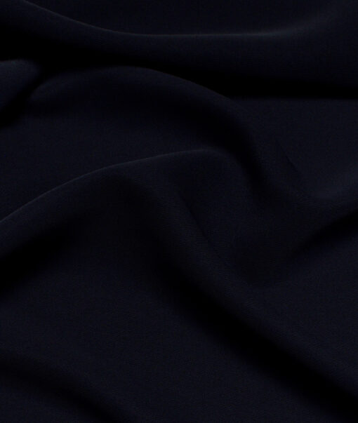 Italian Channel  Solids Terry Rayon Unstitched Flowy Japanese 4 Way Stretchable Lachka Suiting Fabric (Dark Navy Blue)