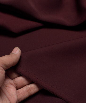 Italian Channel  Solids Terry Rayon Unstitched Flowy Japanese 4 Way Stretchable Lachka Suiting Fabric (Dark Wine)