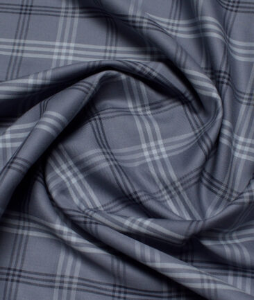 Luthai  Giza Cotton Checks Shirting Fabric (Grey)