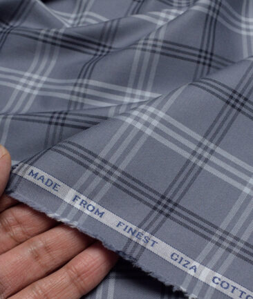 Luthai  Giza Cotton Checks Shirting Fabric (Grey)