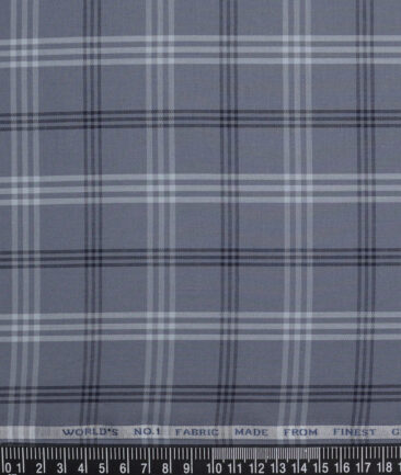 Luthai  Giza Cotton Checks Shirting Fabric (Grey)
