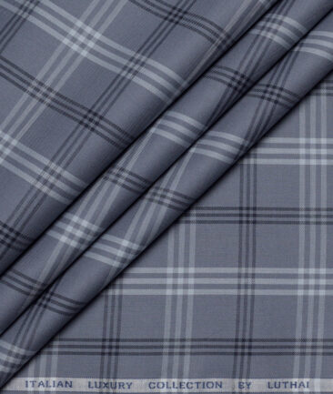 Luthai  Giza Cotton Checks Shirting Fabric (Grey)