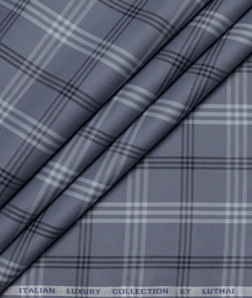 Luthai  Giza Cotton Checks Shirting Fabric (Grey)