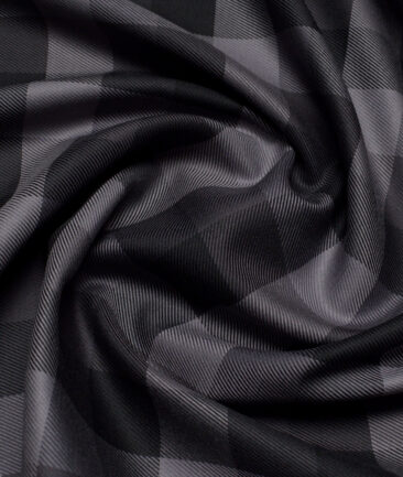 Luthai  Giza Cotton Checks Shirting Fabric (Black & Grey)