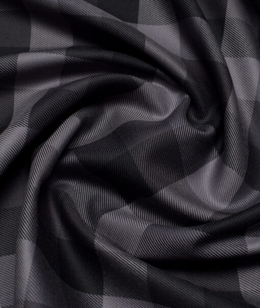 Luthai  Giza Cotton Checks Shirting Fabric (Black & Grey)