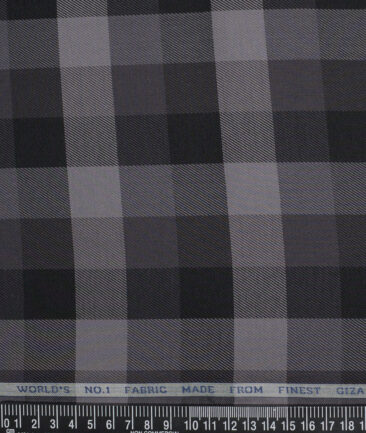 Luthai  Giza Cotton Checks Shirting Fabric (Black & Grey)