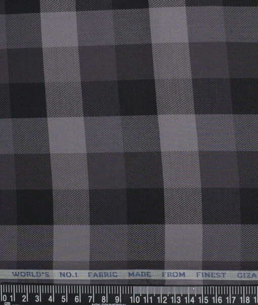 Luthai  Giza Cotton Checks Shirting Fabric (Black & Grey)