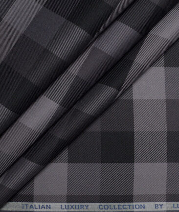 Luthai  Giza Cotton Checks Shirting Fabric (Black & Grey)