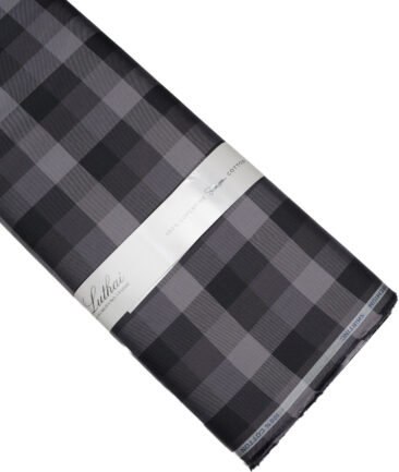 Luthai  Giza Cotton Checks Shirting Fabric (Black & Grey)